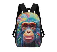 sinyumoney Colorful Chimpanzee Portrait -2 Sac À Dos Scolaire Pour Enfants 17 Pouces, Sac À Dos Décontracté Pour Les Voyages, Grand Sac À Dos De Jour Pour Garçons Et Filles 17inch
