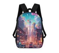 sinyumoney Colorful Cityscape with Tower Sac À Dos Scolaire Imprimé En 3D Pour Garçons Et Filles, Sac À Dos Pour Enfants, Sac De Voyage 17inch