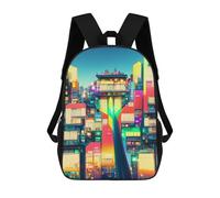sinyumoney Colorful Cityscape with Tree Sac À Dos Scolaire Imprimé En 3D Pour Garçons Et Filles, Sac À Dos Pour Enfants, Sac De Voyage 17inch
