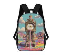 sinyumoney Colorful Clock in Fantasy Land Sacs À Dos Pour Enfants, Sac À Dos Scolaire Imprimé En 3D Pour Enfants, Sac À Dos De Voyage, Sac À Livres Pour Enfants 17inch Sac D'école