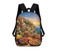 sinyumoney Colorful Coastal Market Scene Sac À Dos Enfant, Cartable, Sacs À Dos Scolaires Imprimés En 3D Pour Élèves Du Primaire Et Du Collège, Cadeau D'anniversaire Pour Adolescents 17inch