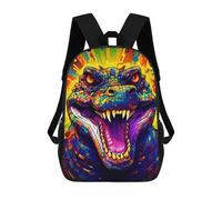 sinyumoney Colorful Crocodile Artwork Sac À Dos Enfant, Sac D'école, Sac À Dos Imprimé 3D Avec Motif De Dessin Animé, Grande Capacité, Pour Garçons Et Filles 17inch
