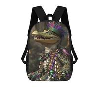 sinyumoney Colorful Crocodile in Festive Attire Sac À Dos Scolaire Pour Enfants 17 Pouces, Sac À Dos Décontracté Pour Les Voyages, Grand Sac À Dos De Jour Pour Garçons Et Filles 17inch