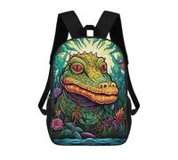 sinyumoney Colorful Crocodile in Lush Jungle Sacs À Dos Scolaires Pour Garçons Et Filles, Sacs À Dos Décontractés Pour Le Sport, Sacs À Dos De Grande Capacité Pour L'école Primaire 17inch