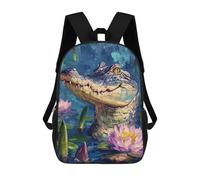 sinyumoney Colorful Crocodile in Pond Sacs À Dos Scolaires Pour Garçons Et Filles, Sacs À Dos Décontractés Pour Le Sport, Sacs À Dos De Grande Capacité Pour L'école Primaire 17inch