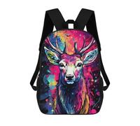 sinyumoney Colorful Deer Illustration Sac À Dos Scolaire Pour Enfants, Imprimé En 3D, Sac À Dos Tendance Pour Garçons, Élèves Du Primaire Et Du Collège 17inch