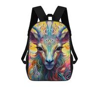 sinyumoney Colorful Deer Portrait-17 Sac À Dos Enfant, Sac D'école, Sac À Dos Imprimé 3D Avec Motif De Dessin Animé, Grande Capacité, Pour Garçons Et Filles 17inch
