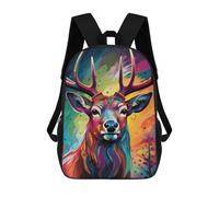 sinyumoney Colorful Deer Portrait-23 Sac À Dos Scolaire Pour Enfants, Sac À Dos De Voyage Décontracté, Grand Sac À Dos Pour Garçons Et Filles 17inch