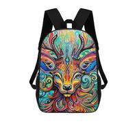 sinyumoney Colorful Deer Portrait-24 Sac À Dos Scolaire Pour Enfants, Imprimé En 3D, Tendance Et Décontracté, Pour Garçons, Élèves Du Primaire Et Du Collège 17inch