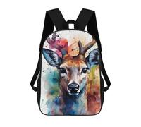 sinyumoney Colorful Deer Portrait-3 Sac À Dos Scolaire Pour Enfants, Sac À Dos De Voyage Décontracté, Grand Sac À Dos Pour Garçons Et Filles 17inch