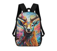 sinyumoney Colorful Deer Portrait-4 Sacs À Dos, Sac À Dos Enfant, Sac D'école, Sac À Dos De Voyage Imprimé En 3D, Accessoire De Mode, Sac À Dos Imperméable Pour Enfants 17inch