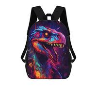 sinyumoney Colorful Dinosaur Head Artwork Sac À Dos Scolaire Pour Enfants, Sac À Dos De Voyage Décontracté, Grand Sac À Dos Pour Garçons Et Filles 17inch