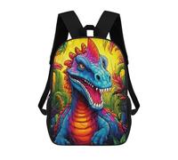 sinyumoney Colorful Dinosaur in Lush Jungle Sac À Dos Scolaire Imprimé En 3D, Sac À Dos Tendance Pour Enfants, Sac À Dos Pour Garçons, Élèves Du Collège 17inch