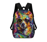 sinyumoney Colorful Dog Portrait Sac À Dos Enfant Fille 3D, Sac D'école, Sac À Dos Pour Tout-petits, Sac À Dos Décontracté, Sac À Livres Tendance 17inch