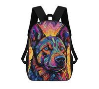 sinyumoney Colorful Dog Portrait with Crown Sac À Dos Scolaire Pour Enfants, Imprimé En 3D, Tendance Et Décontracté, Pour Garçons, Élèves Du Primaire Et Du Collège 17inch