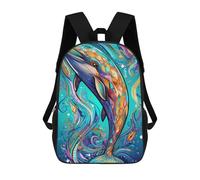 sinyumoney Colorful Dolphin Illustration Sacs À Dos, Sac À Dos Enfant, Sac D'école, Sac À Dos De Voyage Imprimé En 3D, Accessoire De Mode, Sac À Dos Imperméable Pour Enfants 17inch