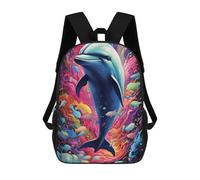 sinyumoney Colorful Dolphin Ocean Sac À Dos Scolaire Pour Enfants, Sac À Dos De Voyage Décontracté, Grand Sac À Dos Pour Garçons Et Filles 17inch