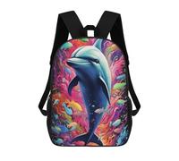 sinyumoney Colorful Dolphin Underwater Scene Sacs À Dos, Sac À Dos Enfant, Sac D'école, Sac À Dos De Voyage Imprimé En 3D, Accessoire De Mode, Sac À Dos Imperméable Pour Enfants 17inch