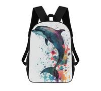 sinyumoney Colorful Dolphin Watercolor Art Print-4 Sac À Dos Enfant, Sac D'école, Sac À Dos Imprimé 3D Avec Motif De Dessin Animé, Grande Capacité, Pour Garçons Et Filles 17inch