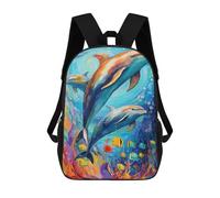 sinyumoney Colorful Dolphins Underwater-1 Sacs À Dos, Sac À Dos Enfant, Sac D'école, Sac À Dos De Voyage Imprimé En 3D, Accessoire De Mode, Sac À Dos Imperméable Pour Enfants 17inch