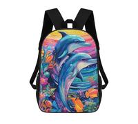 sinyumoney Colorful Dolphins Underwater-2 Sac À Dos Enfant, Cartable, Sac D'école, Motif Dessin Animé 3D, Sac Pour Ordinateur Portable, Pour Garçons Et Filles 17inch