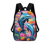 sinyumoney Colorful Dolphins Underwater-5 Sac À Dos Scolaire Imprimé En 3D Pour Garçons Et Filles, Sac À Dos Pour Enfants, Sac De Voyage 17inch
