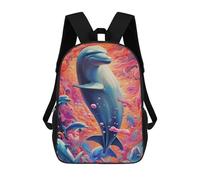 sinyumoney Colorful Dolphins Underwater Sac À Dos Enfant, Sac D'école, Sac À Dos Imprimé 3D Avec Motif De Dessin Animé, Grande Capacité, Pour Garçons Et Filles 17inch