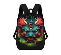 sinyumoney Colorful Dragon Head Art Print Sac À Dos Scolaire Pour Enfants, 43 Cm (17 Pouces), Imprimé En 3D, Pour Garçons, Élèves Du Primaire Et Du Collège