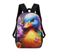 sinyumoney Colorful Duck with Flowers Sac À Dos Imprimé En 3D, Sac D'école Décontracté Et Tendance Pour Enfants, Sac D'école Pour Garçons, Collégiens 17inch