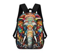 sinyumoney Colorful Elephant Artwork-32 Sac À Dos Scolaire Pour Enfants, Imprimé En 3D, Pour Garçons, Élèves Du Primaire Et Du Collège 17inch