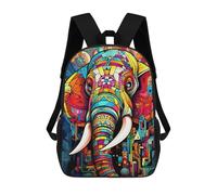 sinyumoney Colorful Elephant Artwork-34 Sac À Dos Scolaire Pour Enfants, Grand Sac À Dos 3D, Cadeau Pour Enfants 17inch