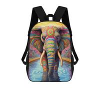 sinyumoney Colorful Elephant Artwork-6 Sac À Dos Scolaire Pour Enfants, Imprimé En 3D, Pour Garçons, Élèves Du Primaire Et Du Collège 17inch