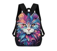 sinyumoney Colorful Fantasy Cat Artwork-1 Sacs À Dos, Sac À Dos Enfant, Sac D'école, Sac À Dos De Voyage Imprimé En 3D, Accessoire De Mode, Sac À Dos Imperméable Pour Enfants 17inch
