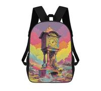 sinyumoney Colorful Fantasy Clock Tower Sac À Dos Scolaire Imprimé En 3D Pour Garçons Et Filles, Sac À Dos Pour Enfants, Sac De Voyage 17inch