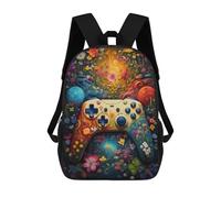 sinyumoney Colorful Floral Game Controller Sac À Dos Scolaire Pour Enfants 17 Pouces, Sac À Dos Décontracté Pour Les Voyages, Grand Sac À Dos De Jour Pour Garçons Et Filles 17inch