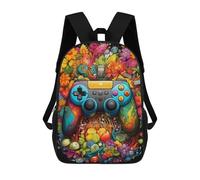 sinyumoney Colorful Floral Gaming Controller Artwork Sac À Dos Imprimé En 3D, Sac D'école Décontracté Et Tendance Pour Enfants, Sac D'école Pour Garçons, Collégiens 17inch