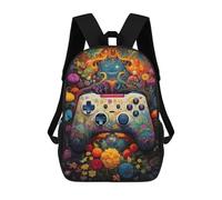 sinyumoney Colorful Floral Gaming Controller Sac À Dos Imprimé En 3D, Sac D'école Décontracté Et Tendance Pour Enfants, Sac D'école Pour Garçons, Collégiens 17inch