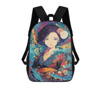 sinyumoney Colorful Floral Kimono Artwork -1 Sacs À Dos Tendance Imprimés En 3D 17inch Sac D'école Décontracté Pour Enfants, Garçons, Élèves Du Primaire Et Du Collège