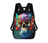 sinyumoney Colorful Floral Skull Artwork-2 Sac À Dos Scolaire Imprimé En 3D Pour Garçons Et Filles, Sac À Dos Pour Enfants, Sac De Voyage 17inch