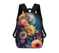 sinyumoney Colorful Flower Bouquet Wall Art Sacs À Dos 17 Pouces Pour Enfants, Sacs D'école Imprimés En 3D Pour Élèves Du Primaire Et Du Collège, Garçons Et Filles