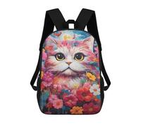 sinyumoney Colorful Flower Cat Art Print Sacs À Dos Pour Enfants, Sac À Dos Scolaire Imprimé En 3D Pour Enfants, Sac À Dos De Voyage, Sac À Livres Pour Enfants 17inch Sac D'école