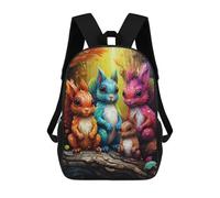 sinyumoney Colorful Forest Friends Sac À Dos Scolaire Pour Enfants, Imprimé En 3D, Sac À Dos Tendance Pour Garçons, Élèves Du Primaire Et Du Collège 17inch