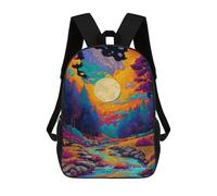sinyumoney Colorful Forest Stream Sunset Sac À Dos Scolaire Imprimé En 3D, Sac À Dos Tendance Pour Enfants, Sac À Dos Pour Garçons, Élèves Du Collège 17inch