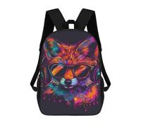 sinyumoney Colorful Fox Headphones Art Print-3 Sacs À Dos Pour Enfants 17inch Sac À Dos Scolaire, Sac D'école Imprimé En 3D Pour Garçons, Élèves Du Primaire Et Du Collège