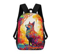 sinyumoney Colorful Fox in Fantasy Forest Sac À Dos Scolaire Imprimé En 3D Pour Garçons Et Filles, Sac À Dos Pour Enfants, Sac De Voyage 17inch