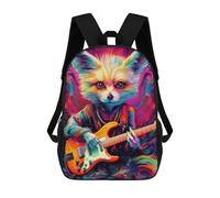 sinyumoney Colorful Fox Playing Guitar Sac À Dos Imprimé 3D Pour Enfants, Sac À Dos Léger Pour Écoliers Et Écoliers, Sac À Goûter Pour La Crèche 17inch