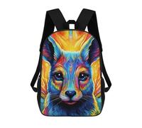 sinyumoney Colorful Fox Portrait-13 Sac À Dos Scolaire Imprimé En 3D Pour Garçons Et Filles, Sac À Dos Pour Enfants, Sac De Voyage 17inch