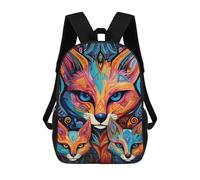 sinyumoney Colorful Foxes Abstract Art Sac À Dos En Peluche À Motif Dessin Animé, Sac À Dos 3D Pour Enfants, Idée Cadeau D'anniversaire Pour Garçons Et Filles 17inch