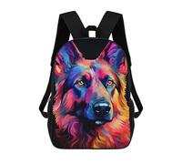 sinyumoney Colorful German Shepherd Art Print Sac À Dos Scolaire Pour Enfants, 43 Cm (17 Pouces), Imprimé En 3D, Pour Garçons, Élèves Du Primaire Et Du Collège