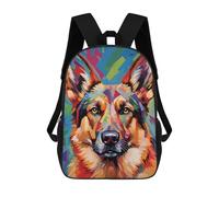 sinyumoney Colorful German Shepherd Sac À Dos Scolaire Pour Enfants, 43 Cm (17 Pouces), Imprimé En 3D, Pour Garçons, Élèves Du Primaire Et Du Collège